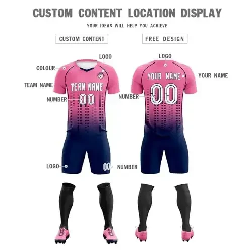 KXK Custom Soccer Jersey Personalized Soccer Practice Uniform Printed Name Number Logo for Adult Kids - 3