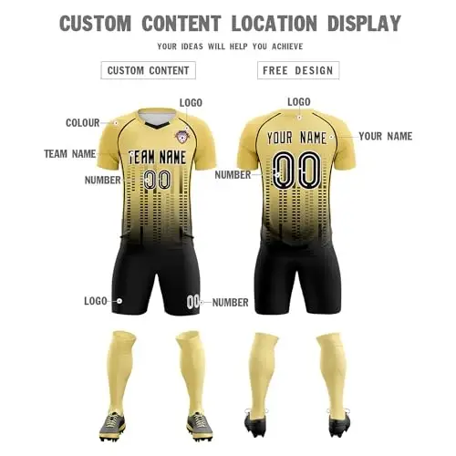 KXK Custom Soccer Jersey Personalized Soccer Practice Uniform Printed Name Number Logo for Adult Kids - 3