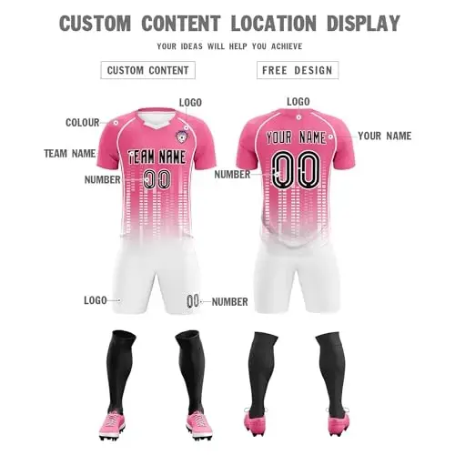 KXK Custom Soccer Jersey Personalized Soccer Practice Uniform Printed Name Number Logo for Adult Kids - 3