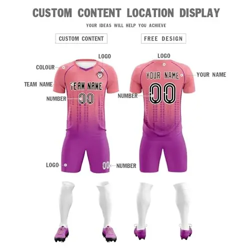 KXK Custom Soccer Jersey Personalized Soccer Practice Uniform Printed Name Number Logo for Adult Kids - 3
