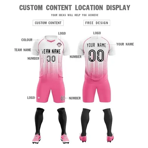 KXK Custom Soccer Jersey Personalized Soccer Practice Uniform Printed Name Number Logo for Adult Kids - 3