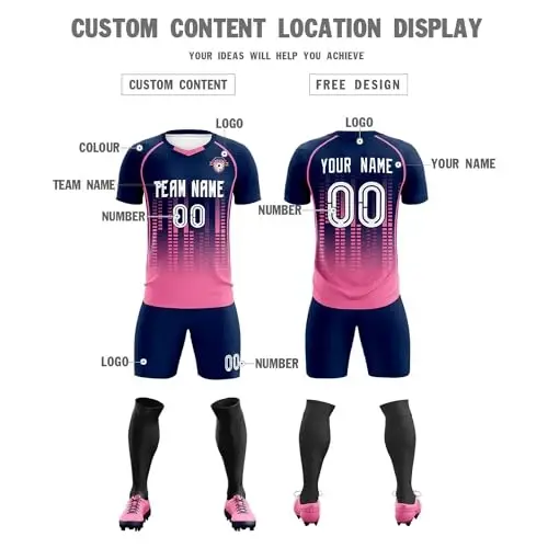 KXK Custom Soccer Jersey Personalized Soccer Practice Uniform Printed Name Number Logo for Adult Kids - 3