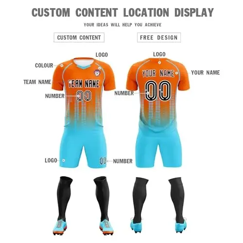 KXK Custom Soccer Jersey Personalized Soccer Practice Uniform Printed Name Number Logo for Adult Kids - 3