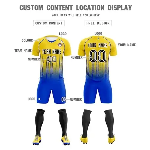 KXK Custom Soccer Jersey Personalized Soccer Practice Uniform Printed Name Number Logo for Adult Kids - 3