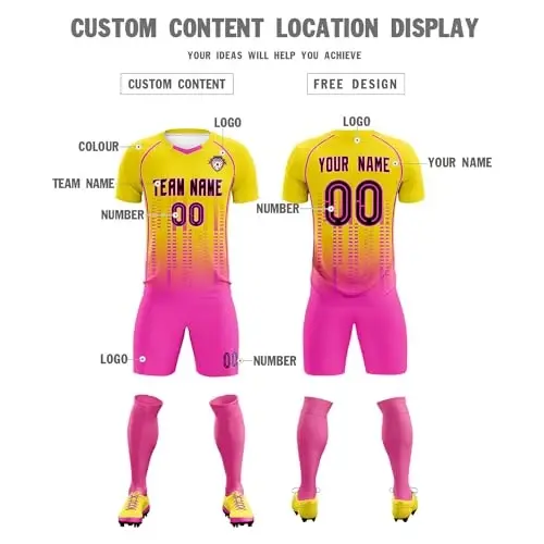 KXK Custom Soccer Jersey Personalized Soccer Practice Uniform Printed Name Number Logo for Adult Kids - 3