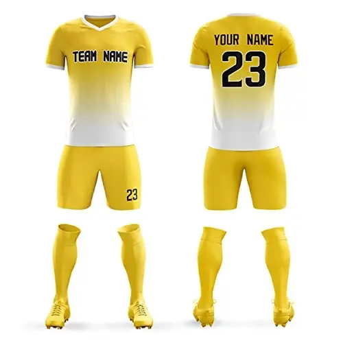 KXK Custom Soccer Jerseys Shorts Personalized Printed Name Number Logo,V-Neck Short Sleeve Uniform for Men/Women/Boy - 1