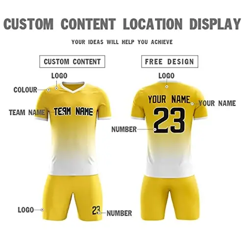 KXK Custom Soccer Jerseys Shorts Personalized Printed Name Number Logo,V-Neck Short Sleeve Uniform for Men/Women/Boy - 3