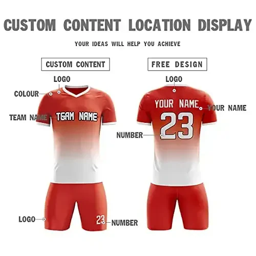 KXK Custom Soccer Jerseys Shorts Personalized Printed Name Number Logo,V-Neck Short Sleeve Uniform for Men/Women/Boy - 3