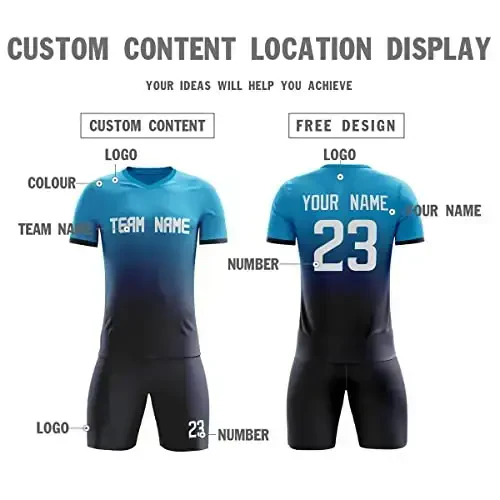 KXK Custom Soccer Jerseys Shorts Personalized Printed Name Number Logo,V-Neck Short Sleeve Uniform for Men/Women/Boy - 3