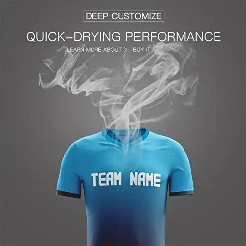 KXK Custom Soccer Jerseys Shorts Personalized Printed Name Number Logo,V-Neck Short Sleeve Uniform for Men/Women/Boy - 4