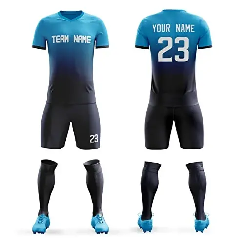 KXK Custom Soccer Jerseys Shorts Personalized Printed Name Number Logo,V-Neck Short Sleeve Uniform for Men/Women/Boy - 1
