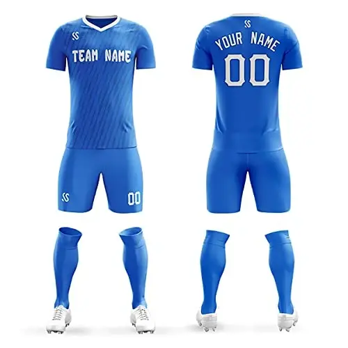 KXK Custom Soccer Jerseys Shorts Personalized Printed Name Number Logo,V-Neck Short Sleeve Uniform for Men/Women/Boy - 1