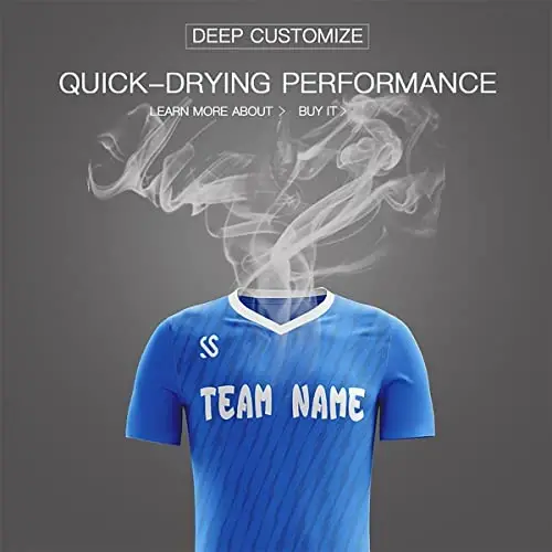 KXK Custom Soccer Jerseys Shorts Personalized Printed Name Number Logo,V-Neck Short Sleeve Uniform for Men/Women/Boy - 4
