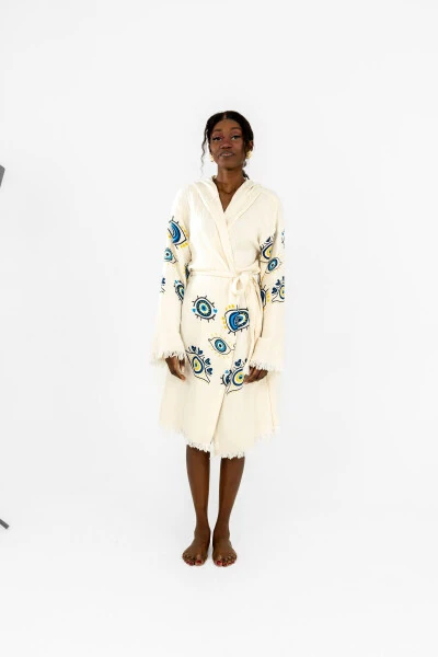 Kymena Taş Baskı Desenli Kimono/Bornoz - DUOPILLO