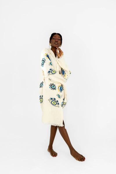 Kymena Taş Baskı Desenli Kimono/Bornoz - DUOPILLO (1)