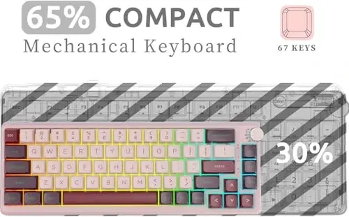 KZZI Mechanical Gaming Keyboard with Color Multimedia Display, Hot Swappable, Gasket Mount RGB, Pre-lubed Stabilizer for Mac/Win (Large Purple Pink) - 4