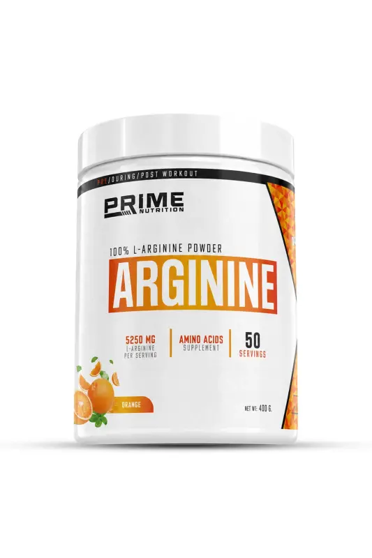 L-Arginin 400 gramm apelsin ta'mli - PRIME NUTRITION