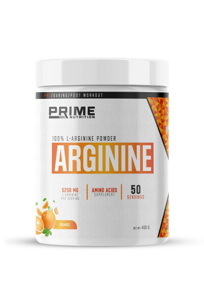 L-Arginin 400 gramm apelsin ta'mli - PRIME NUTRITION