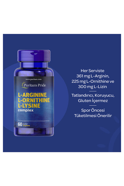 L-arginine L-ornithine L-lysine Complex 60 Tablets - 2