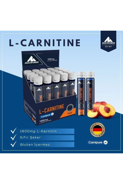 L-carnitine Liquid Forte 1800 mg 20 Ampoules Peach Flavored - MULTIPOWER (1)