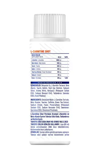 L-Carnitine Shot - Orange - 60ml - Pack of 12 - PROTEINOCEAN (1)