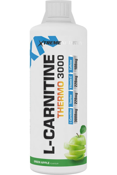 L-Carnitine Thermo 3000 - 1000 ml - Green Apple Flavor - 33 Servings - L-carnitine - 1