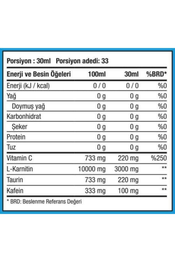 L-karnitin Thermo 3000 - 1000 ml - Yeşil Elma Aromalı - 33 Servis - L-karnitin - 4