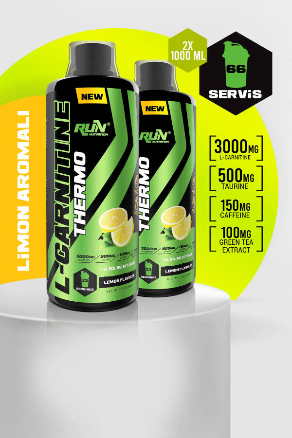 L-karnitin x 2 ADET - 2Lt - Limon Aromalı - 3000mg - 66 Servis - 1