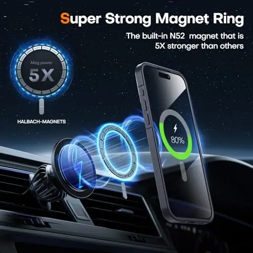 L Kickstandli iPhone 15 Pro Max uchun g'ilof, yangilangan [Surma kamera qopqog'i], og'ir magnit telefon g'ilofi, MagSafe bilan mos, harbiy darajadagi tushishdan himoya, qora, 6,7