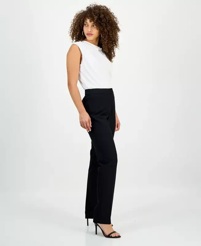 L-Pocket Straight-Leg Pants, Petite and Petite Short, Created for Modazone-Deep Black - 4