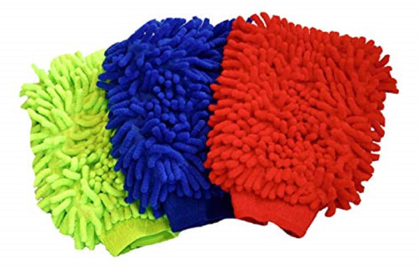 Lab88 Microfiber House Cleaning and Car Wash Mitts - (3-pack) - Double Sided Chenille Microfiber Glove - Cleaning Cloth Mitten (Multi-Color, 3-pack) - LAB88 (1)