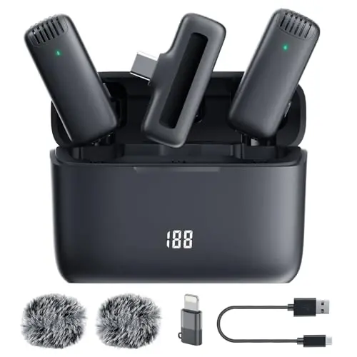 Labstandard simsiz lavalier mikrofon iPhone, iPad, mini video yozuv mikrofoni intervyu video podkast vlog YouTube & Livestream uchun, shovqinni kamaytirish, Plug & Play (J13 Pro) - 1