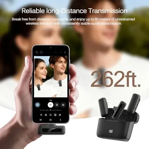 Labstandard simsiz lavalier mikrofon iPhone, iPad, mini video yozuv mikrofoni intervyu video podkast vlog YouTube & Livestream uchun, shovqinni kamaytirish, Plug & Play (J13 Pro) - 4