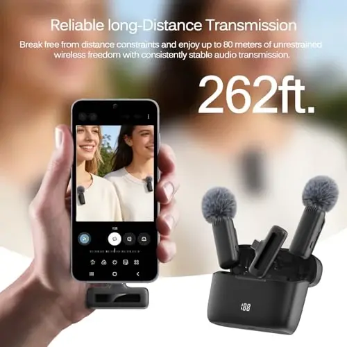 Labstandard simsiz lavalier mikrofon iPhone, iPad, mini video yozuv mikrofoni intervyu video podkast vlog YouTube & Livestream uchun, shovqinni kamaytirish, Plug & Play (J13 Pro) - 2