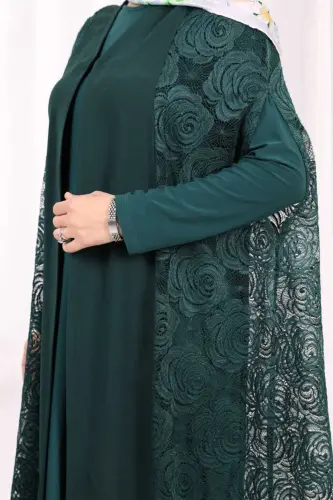 Lace Abaya 7884 Emerald - 6