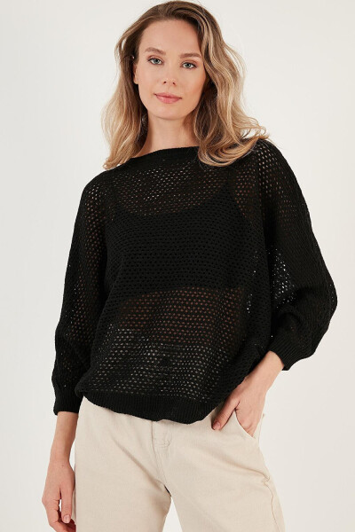 Lace Batwing Sleeve Boat Neck Sweater 6071571 - 17