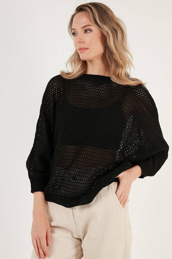 Lace Batwing Sleeve Boat Neck Sweater 6071571 - 19