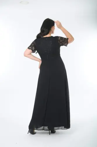 Lace Chiffon Plus Size Evening Dress BLACK DD793 - 5