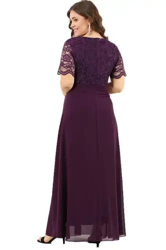 Lace Chiffon Plus Size Evening Dress PURPLE DD793 - 4