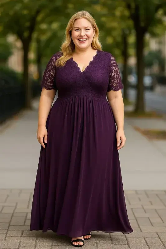 Lace Chiffon Plus Size Evening Dress PURPLE DD793 - 5