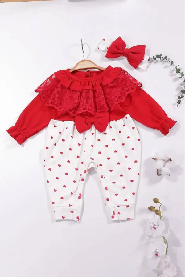 Lace Collar Baby Girl Jumpsuit 100% Cotton - 1