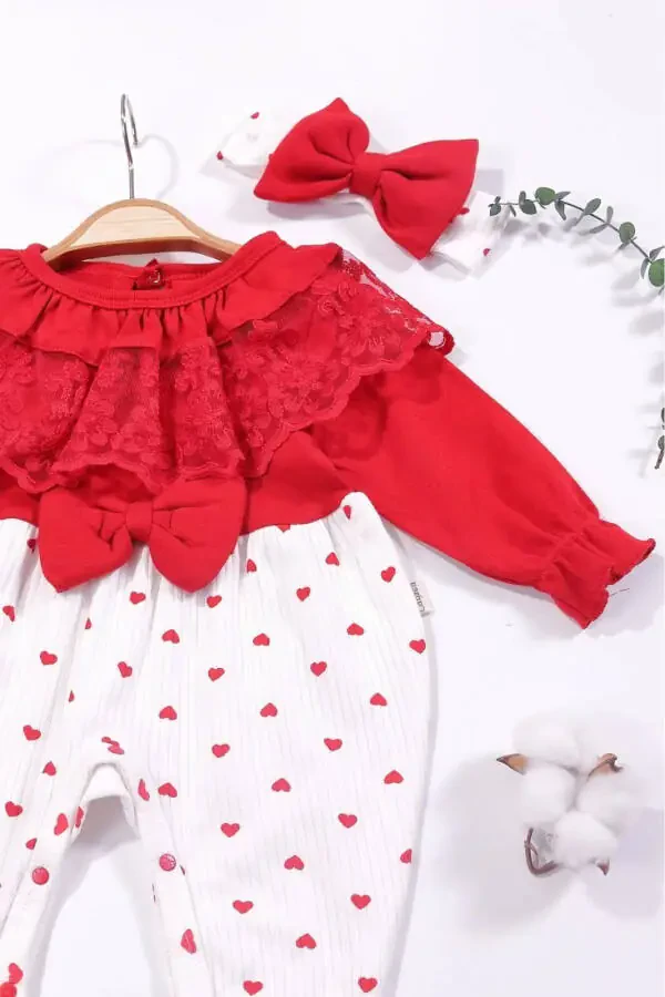 Lace Collar Baby Girl Jumpsuit 100% Cotton - 2