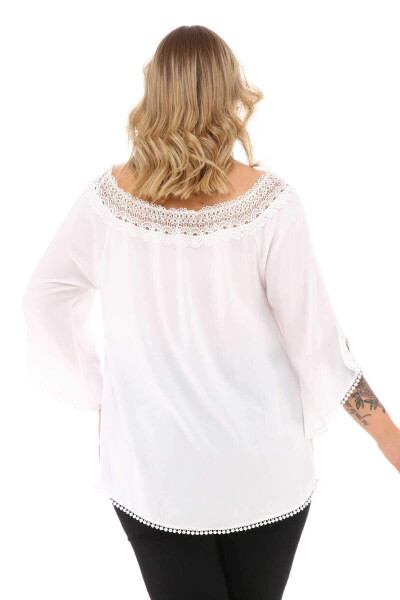 Lace Collar Plus Size Blouse White - 5