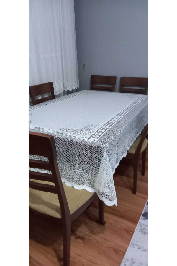 Lace Cream Stain-Resistant Tablecloth 160 / 220 Cm Machine Washable - 2