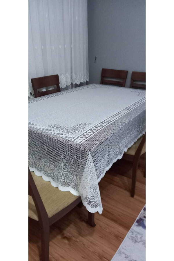 Lace Cream Stain-Resistant Tablecloth 160 / 220 Cm Machine Washable - 4