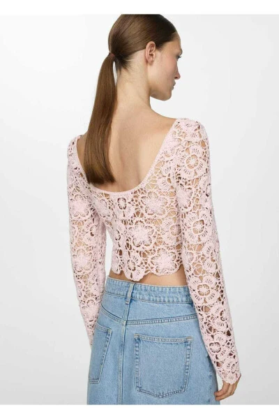 Lace crop sweater - 4