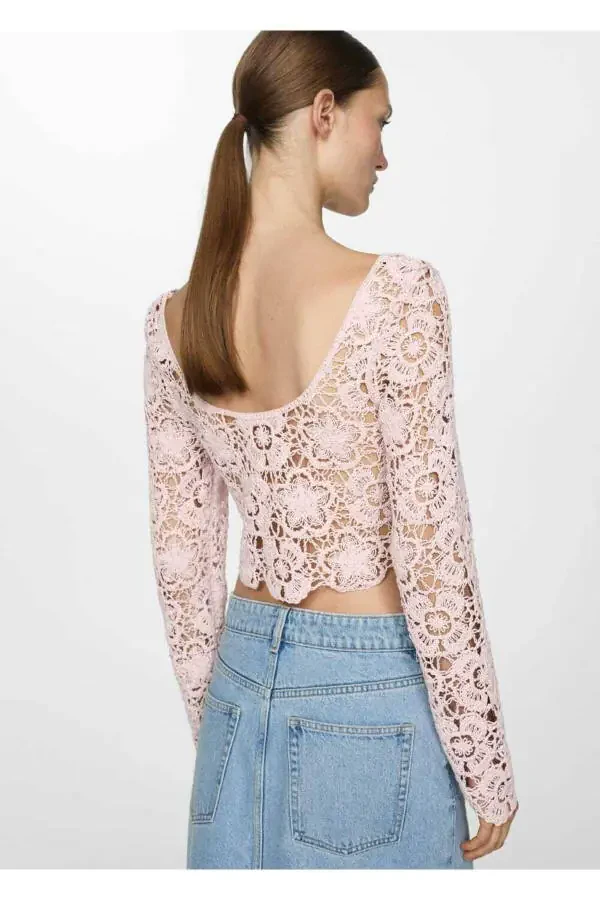 Lace crop sweater - 4