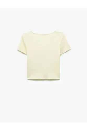 Lace Detail Short Sleeve V-Neck T-Shirt - 4