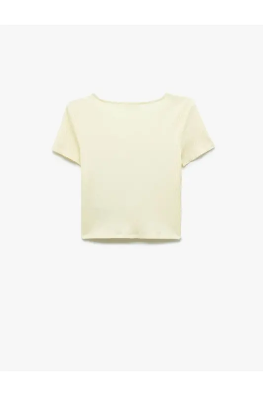 Lace Detail Short Sleeve V-Neck T-Shirt - 4