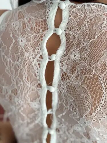 Lace Detailed Deep V-Neck Body Chic Sleeveless Summer Bodysuit - White - 2